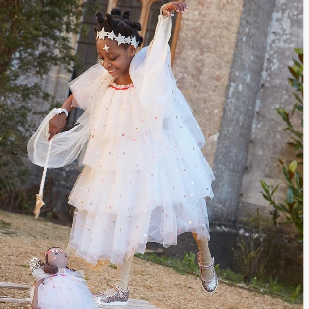 Meri Meri Sequin Tulle Angel Costume dress up size 5/6